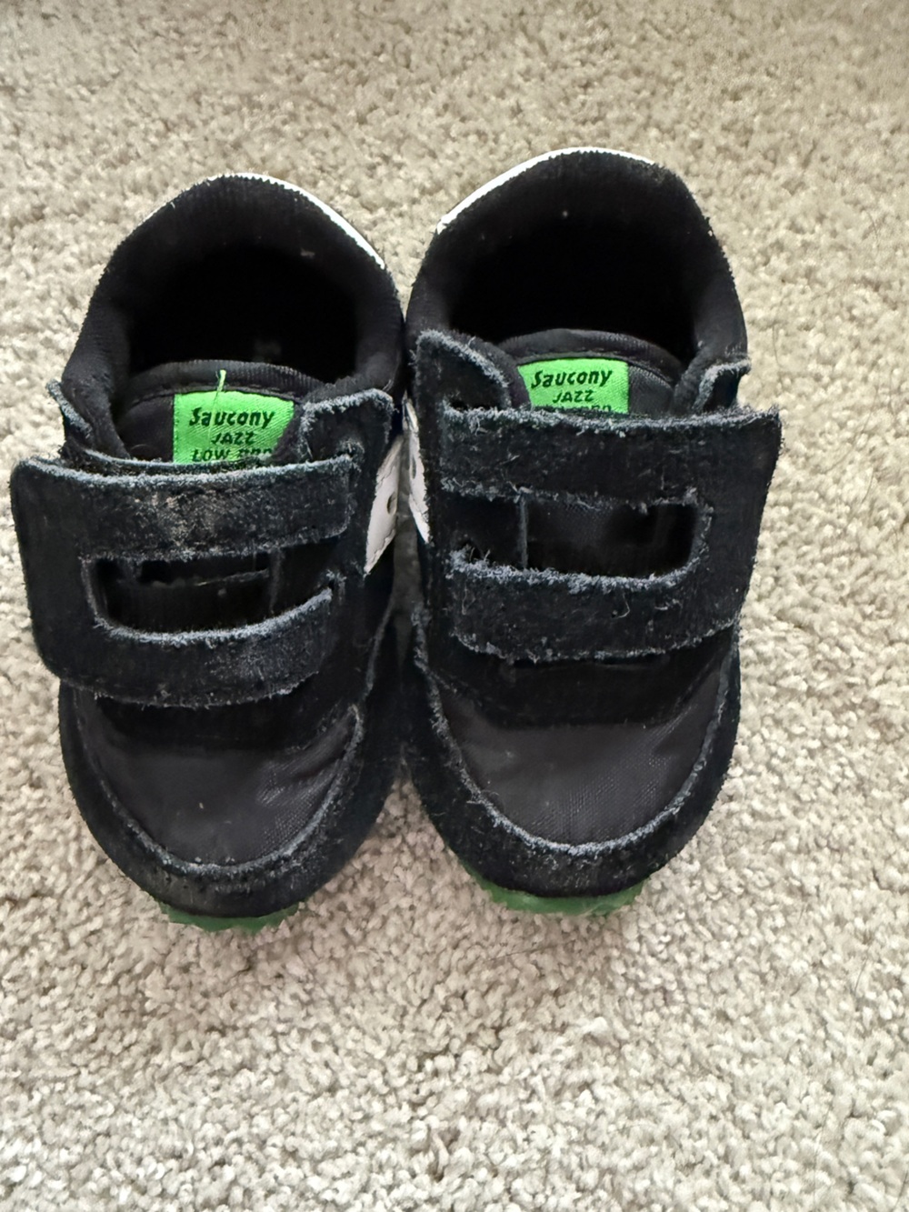 Saucony Kids Black Sneakers with Green Accents